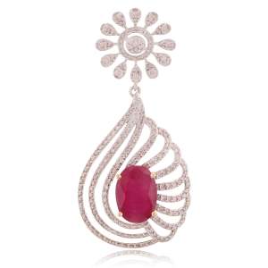 Beautifully Crafted Diamond Pendant Set with Matching Earrings in 18k gold with Certified Diamonds - PD1350P